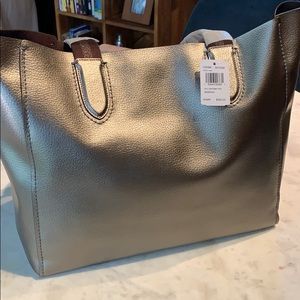 Coach large derby tote bronze leather